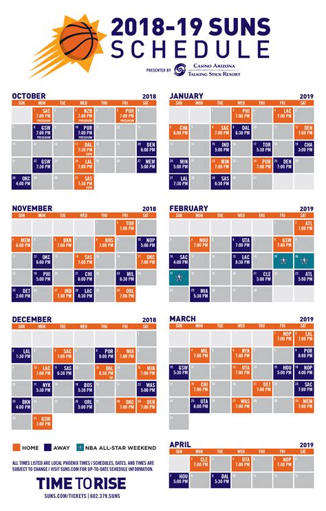 phoenix suns schedule 2014