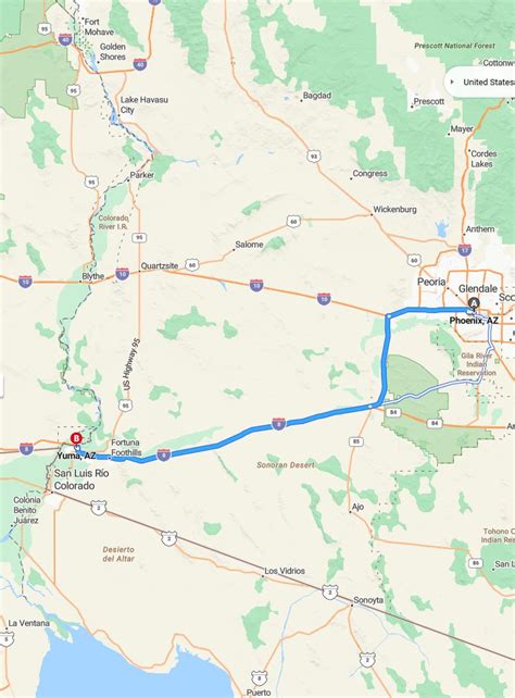 phoenix to yuma driving time