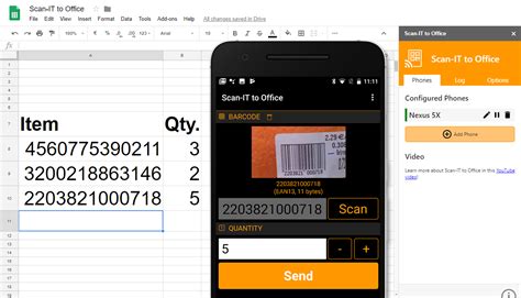 phone barcode scanner to google sheets