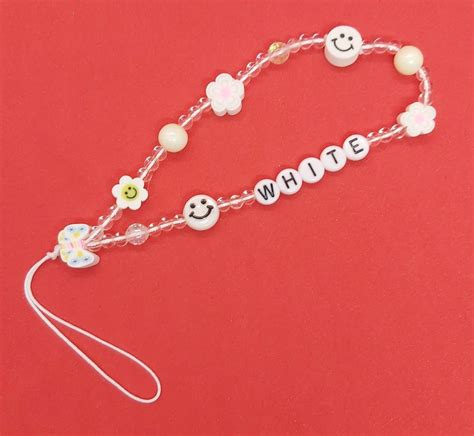Phone Strap White Beads