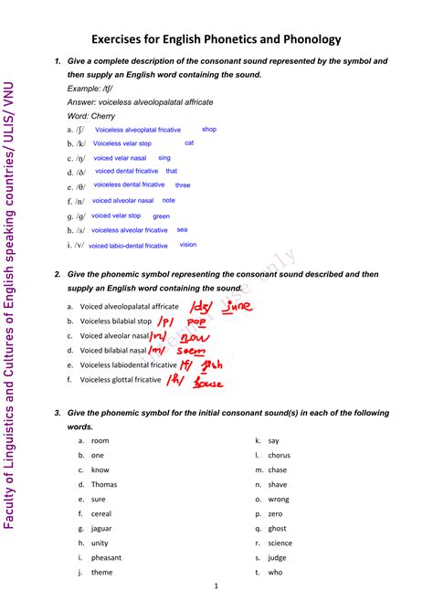 Phonology Exercises With Answers Pdf