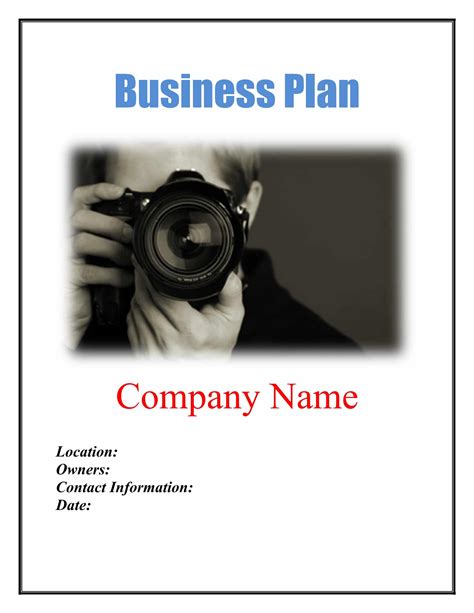 Business plan for a photography business