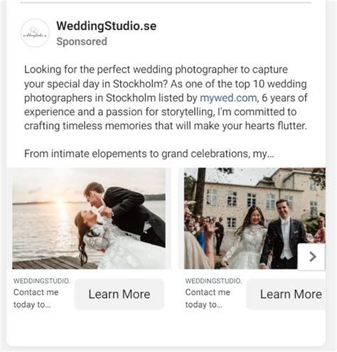 Photography Facebook Ad Examples