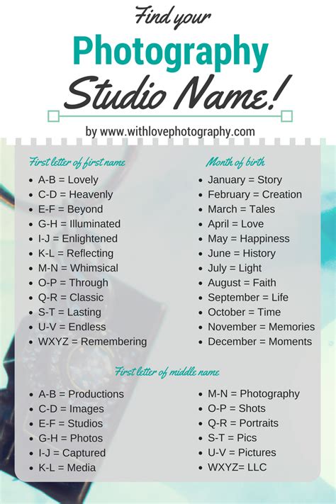 Photography Studio Name Ideas To Inspire Your Creative Business