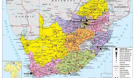 Carte de l'Afrique du Sud - Afrique du Sud carte sur le relief, les