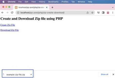 php cretae zip archive file and add contents