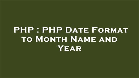 php date format month