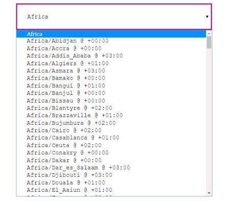php date.timezone list