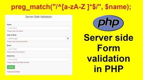 Php Server Side Form Validation Code