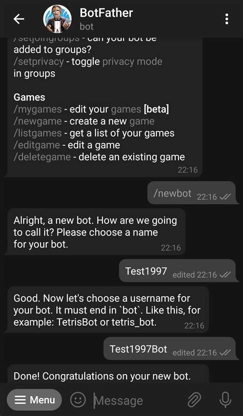 php telegram bot send message example