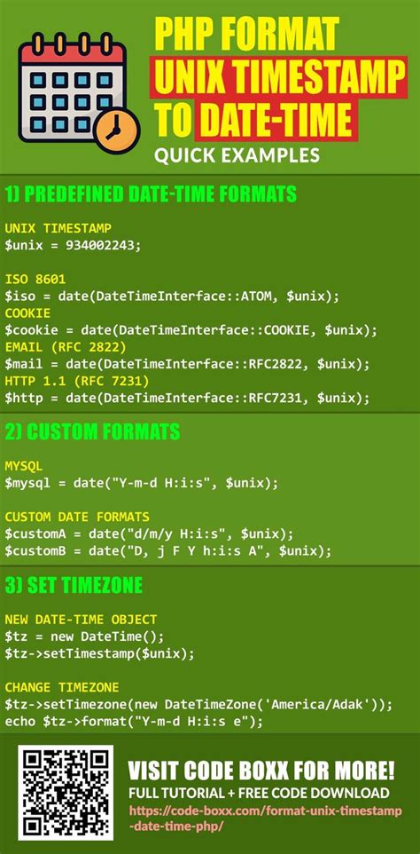 php unix timestamp format