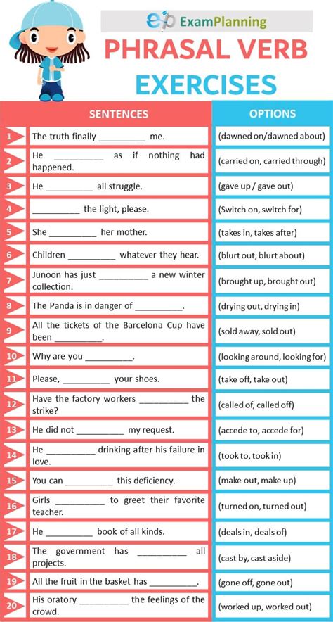 phrasal verbs exercises with answers
