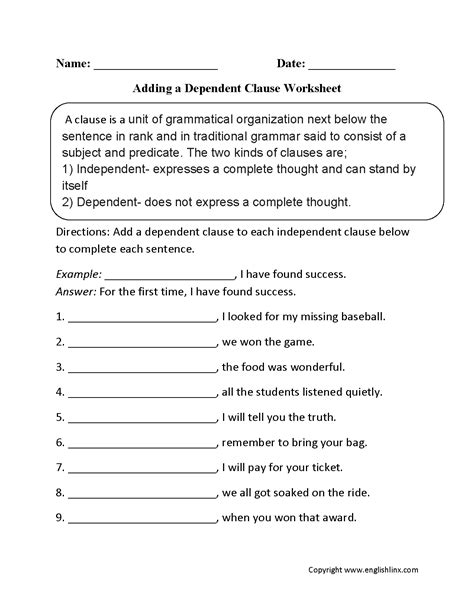phrase and clause worksheet class 4