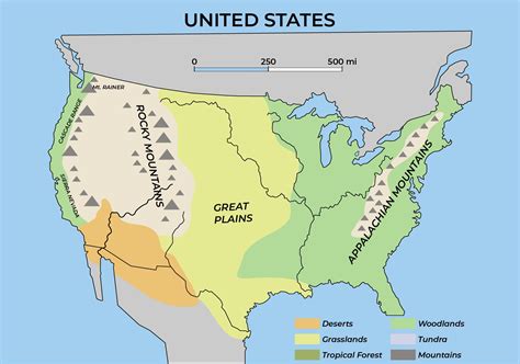 Physical Map United States Mountain Ranges