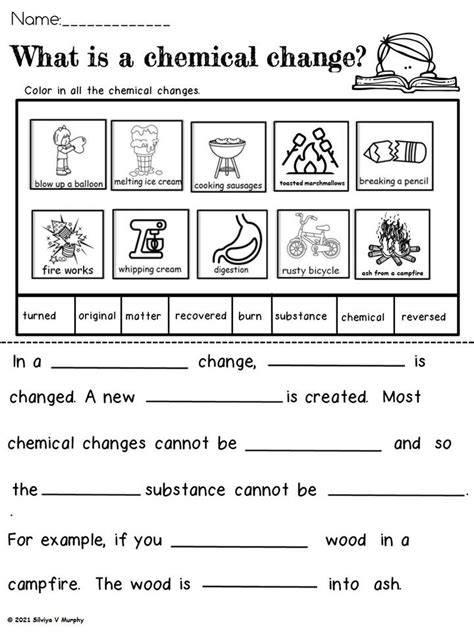 physical chemical changes worksheet pdf