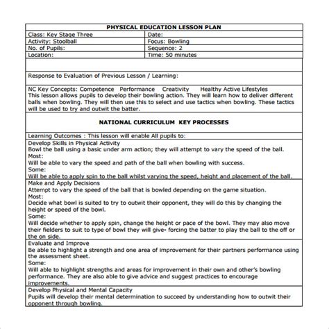 25 Phys Ed Lesson Plan Template in 2020 Education lesson plans