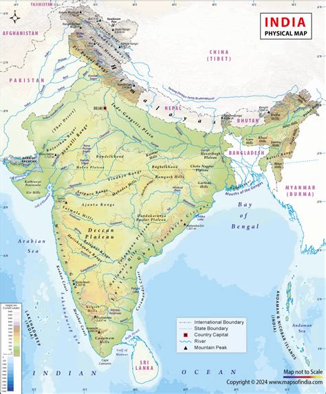 India Physical Map Paper Print Maps, Educational posters in India