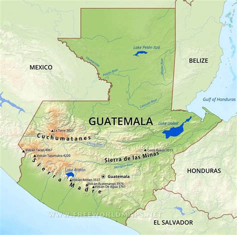 physical map of guatemala