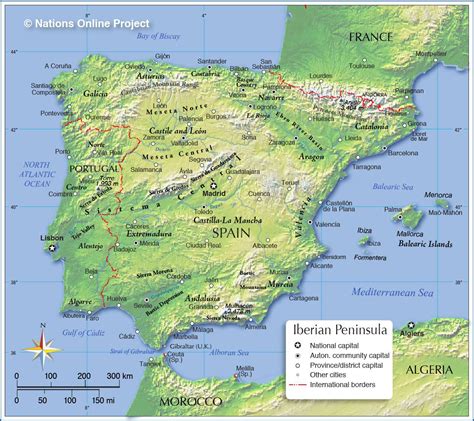 physical map of spain and portugal