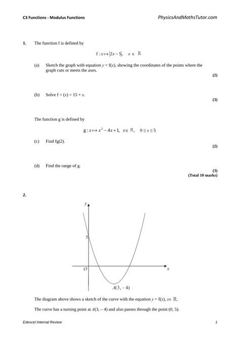 Physics And Maths Tutor C3 Functions Worksheet D