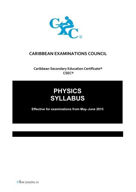 physics csec syllabus 2023