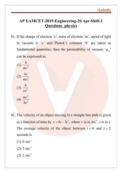Look Physics Eamcet Questions With Solutions 2023