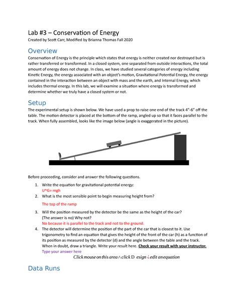 Physics Lab Conservation Of Energy