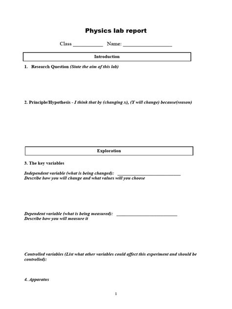 Physics Lab Report Latex Template