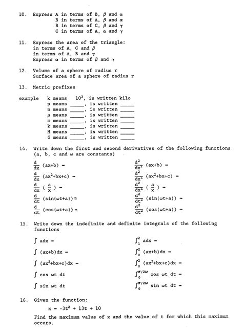 Physics Math Review Worksheet
