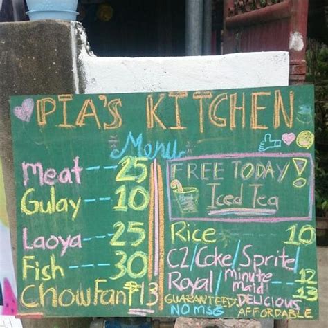 Pia's Kitchen Menu