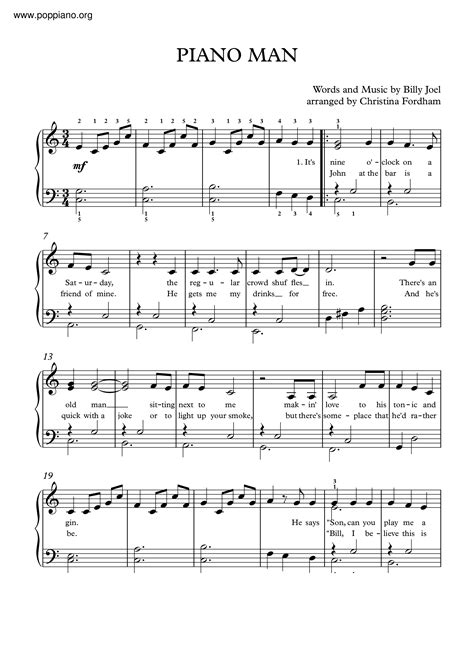 piano man sheet music pdf