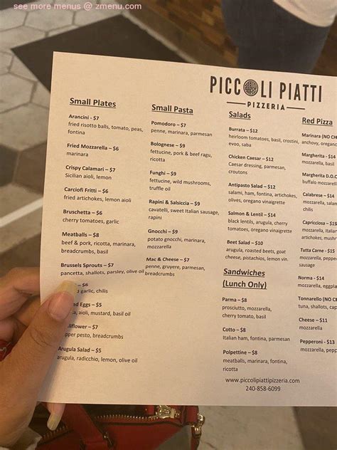 Piccoli Piatti Menu