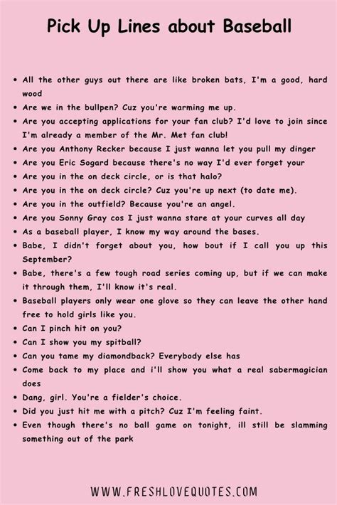 Pick Up Lines Baseball