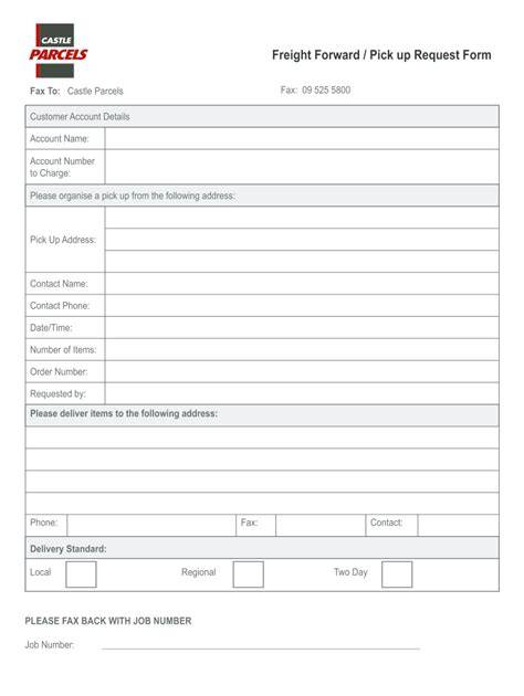 pick up request form template