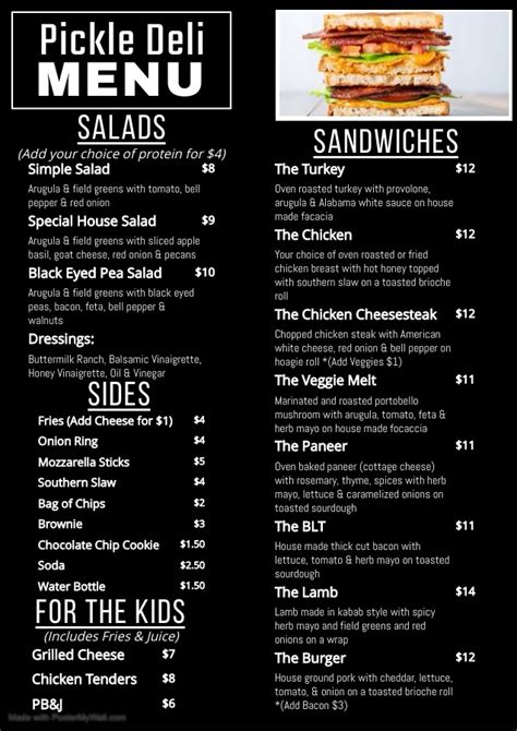 Pickle Deli Dewitt Menu