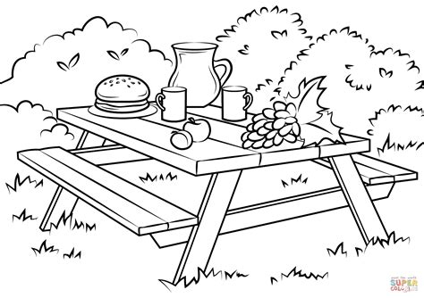 Picnic Table Coloring Pages