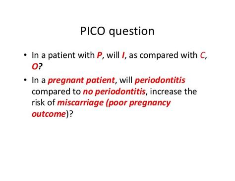 pico question examples pregnancy