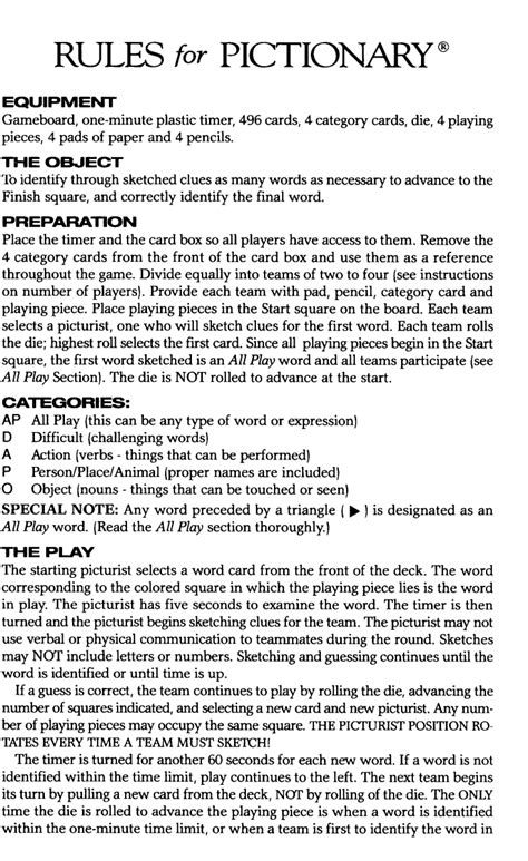 Rules For Pictionary Game PDF