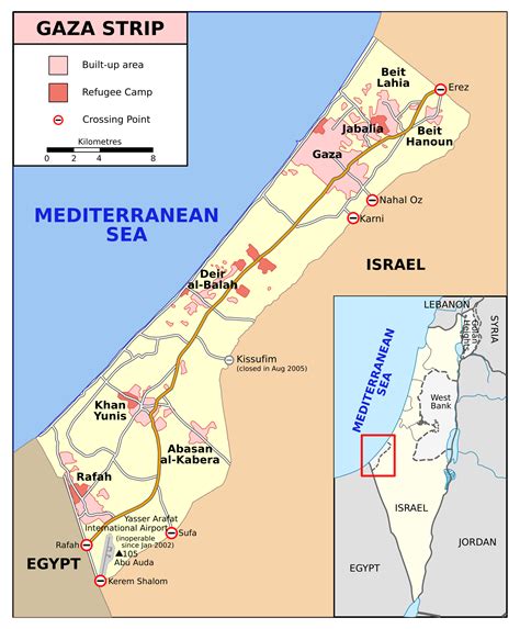 picture of gaza strip on map