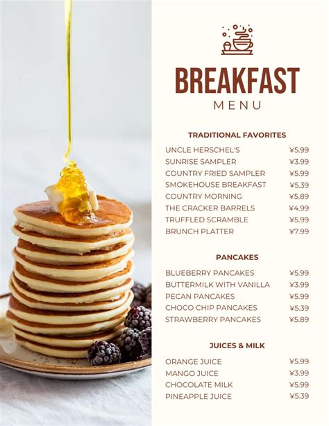 Pie Pan Breakfast Menu