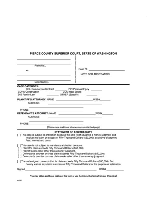 pierce county civil court forms