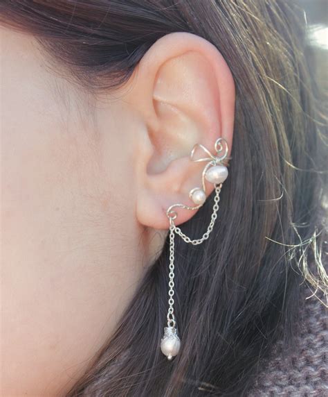 Piercing Cuff Chain Earring