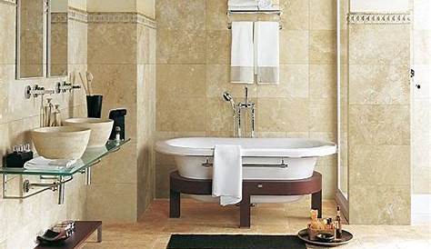 Carrelage salle de bain en pierre naturelle de travertin