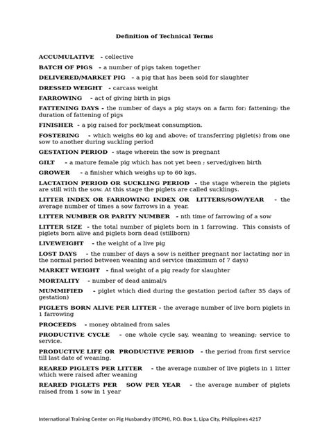 Pig Definition Of Terms