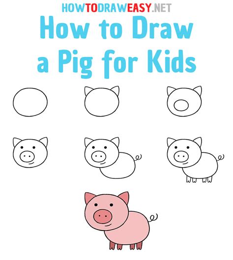 Big Guide to Drawing Cartoon Pigs with Basic Shapes for