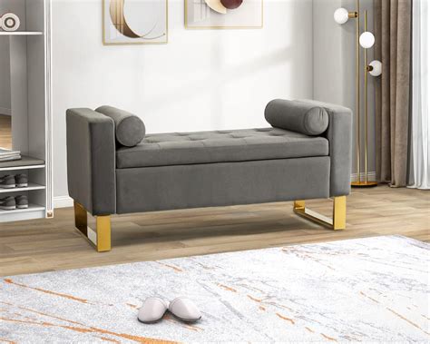 Pillow Storage Bench Grey