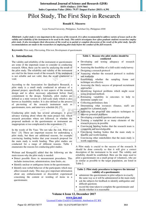 pilot study in research pdf notes