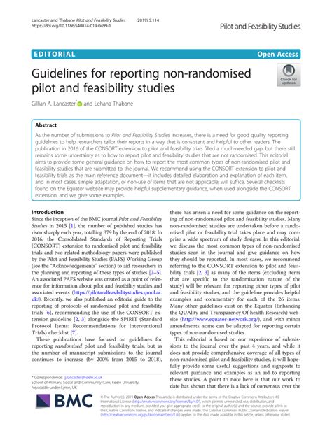 pilot study reporting guidelines
