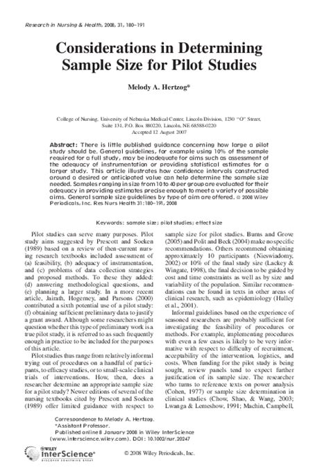 pilot study to determine sample size