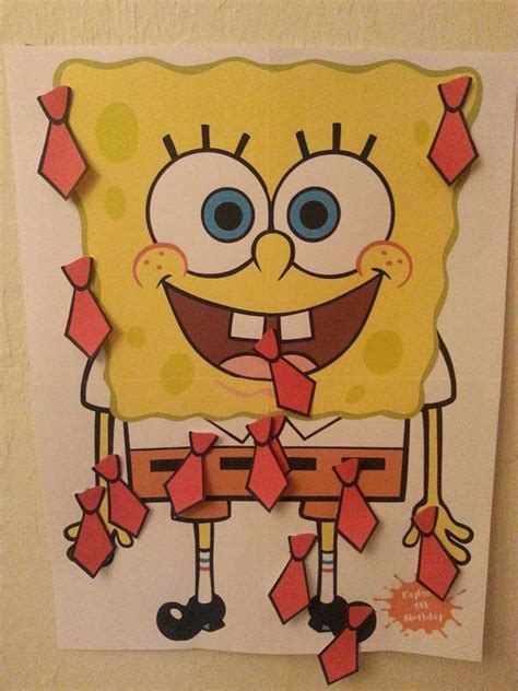 Pin The Tie On Spongebob Printable: A Fun Party Game For Kids